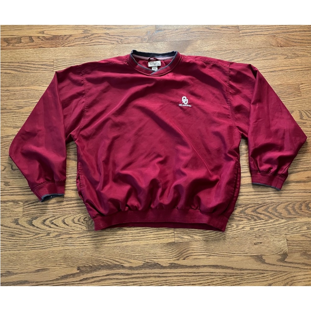 Vesi Sportswear Oklahoma Sooners Mens XL Red Windbreaker Pullover OU Logo VTG